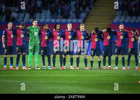 Barcelone, Espagne. 11 mars 2025. Équipe de Barcelone lors de la Ligue des Champions de l'UEFA, Round of 16, match de 2ème manche entre le FC Barcelone et SL Benfica le 11 mars 2025 à Estadi Olimpic Lluis Companys à Barcelone, Espagne - photo Matthieu Mirville (Sergio Ros)/DPPI crédit : DPPI Media/Alamy Live News Banque D'Images