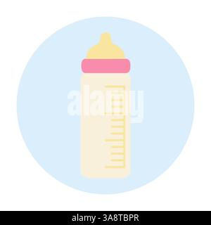 Biberon pour nourrissons avec lignes de mesure de couleurs douces pour la puériculture Illustration de Vecteur