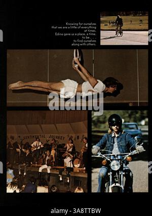 Le Windigo Yearbook 1974 de l'Edina West High School met en lumière les étapes académiques et parascolaires de l'année scolaire 1973-1974 avec une couverture des élèves, des sports et des activités des clubs. Banque D'Images