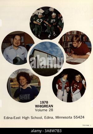 Cet annuaire du lycée de 1978 donne un aperçu de la vie académique, sociale et sportive à Edina East High pendant l'année scolaire 1977-1978. Banque D'Images