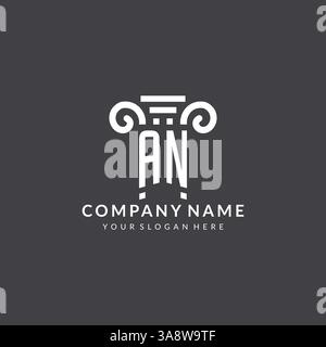 Monogram UN logo pour cabinet d'avocats avec icône pilier dans un graphique vectoriel de style géométrique moderne et créatif Illustration de Vecteur