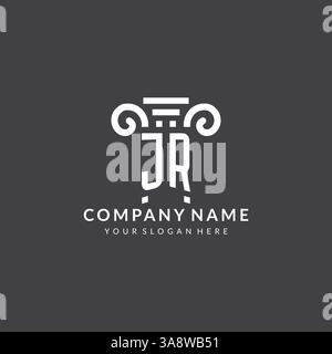 Logo Monogram JR pour cabinet d'avocats avec icône pilier dans un graphique vectoriel de style géométrique moderne et créatif Illustration de Vecteur