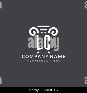 Logo monogram LC pour cabinet d'avocats avec icône pilier dans un graphique vectoriel de style géométrique moderne et créatif Illustration de Vecteur