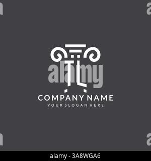 Logo Monogram TL pour cabinet d'avocats avec icône pilier dans un graphique vectoriel de style géométrique moderne et créatif Illustration de Vecteur