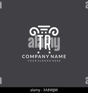 Logo Monogram TR pour cabinet d'avocats avec icône pilier dans un graphique vectoriel de style géométrique moderne et créatif Illustration de Vecteur