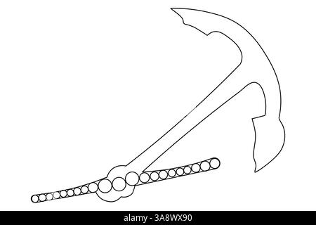Ancre de navire en une ligne continue et illustration numérique icône vectorielle Illustration de Vecteur