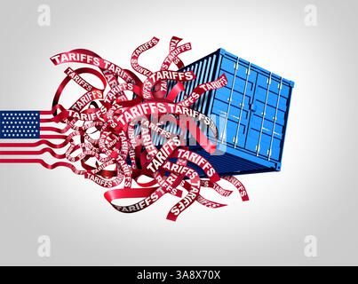 United Trade Tariff confusion et US Tariff concept en tant que stratégie politique confuse comme l'incertitude des tarifs américains et la guerre commerciale fiscale gouvernementale imposées o Banque D'Images