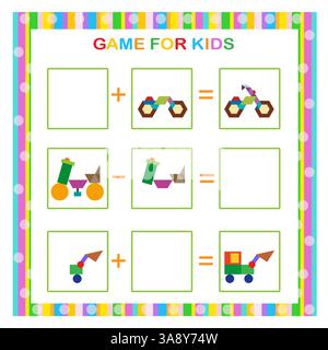 Jeu éducatif pour les enfants. Trouvez et dessinez les pièces manquantes. Page d'activité enfants. Feuille de travail Illustration de Vecteur