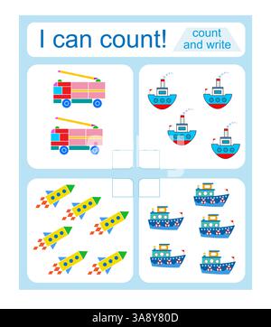 Activité mathématique pour les enfants. Je sais compter. Développer les compétences en numératie. Illustration vectorielle. Illustration de Vecteur