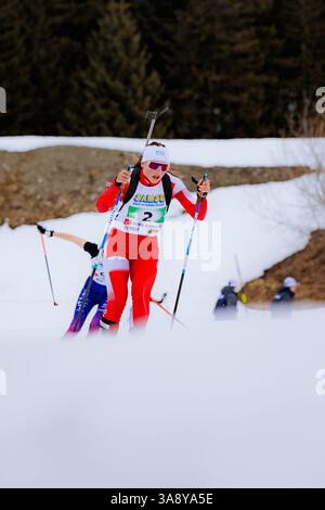 Les saisies, France. 29 mars 2025. Les saisies, France biathlète en action lors des Championnats de France de biathlon relais féminin aux saisies, France. (Pauline Figuet/SPP) crédit : photo de presse sportive SPP. /Alamy Live News Banque D'Images