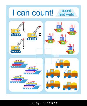 Activité mathématique pour les enfants. Je sais compter. Développer les compétences en numératie. Illustration vectorielle. Illustration de Vecteur