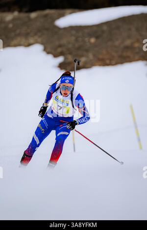 Les saisies, France. 29 mars 2025. Les saisies, France Camille Bened en action lors du Championnat de France de biathlon relais féminin aux saisies, France. (Pauline Figuet/SPP) crédit : photo de presse sportive SPP. /Alamy Live News Banque D'Images