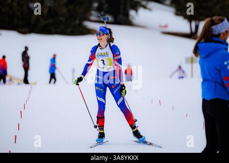 Les saisies, France. 29 mars 2025. Les saisies, France Léonie Jeannier en action lors des Championnats de France de biathlon relais féminin aux saisies, France. (Pauline Figuet/SPP) crédit : photo de presse sportive SPP. /Alamy Live News Banque D'Images