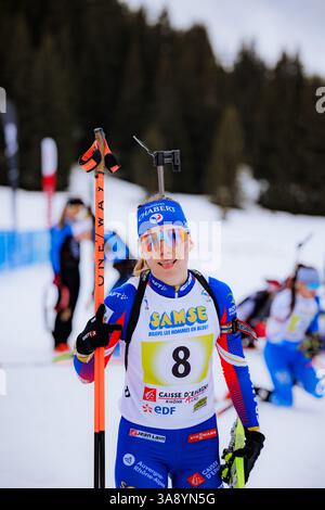 Les saisies, France. 29 mars 2025. Les saisies, France Océane Michelon lors des Championnats de France de biathlon relais féminin aux saisies, France. (Pauline Figuet/SPP) crédit : photo de presse sportive SPP. /Alamy Live News Banque D'Images