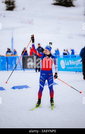Les saisies, France. 29 mars 2025. Les saisies, France Justine Braisaz-Bouchet lors du Championnat de France de biathlon relais féminin aux saisies, France. (Pauline Figuet/SPP) crédit : photo de presse sportive SPP. /Alamy Live News Banque D'Images