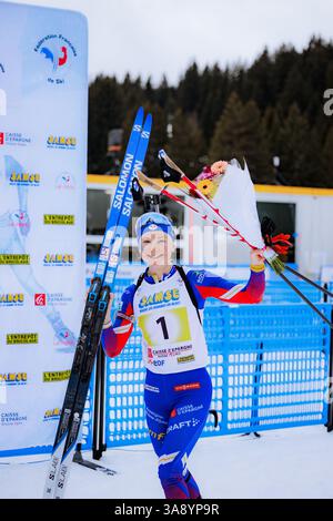 Les saisies, France. 29 mars 2025. Les saisies, France Jeanne Richard lors des Championnats de France de biathlon relais féminin aux saisies, France. (Pauline Figuet/SPP) crédit : photo de presse sportive SPP. /Alamy Live News Banque D'Images