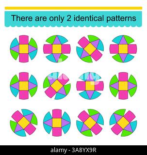 Jeu de puzzle amusant pour les enfants. Besoin de trouver deux motifs identiques. Tâche pour le développement de l'attention et de la logique. Illustration vectorielle. Illustration de Vecteur