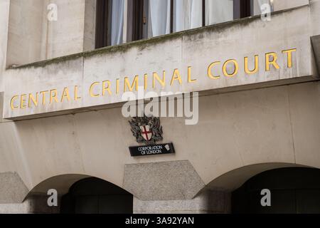 Entrée de la Cour pénale centrale à Old Bailey Banque D'Images