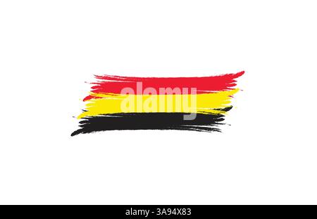 Drapeau de la République fédérale d'Allemagne. Le concept de brash tricolore de l'Allemagne. Illustration horizontale isolée sur fond blanc. Illustration de Vecteur