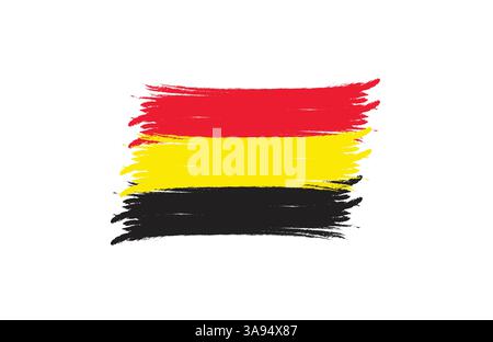 Drapeau de la République fédérale d'Allemagne. Le concept de brash tricolore de l'Allemagne. Illustration horizontale isolée sur fond blanc. Illustration de Vecteur