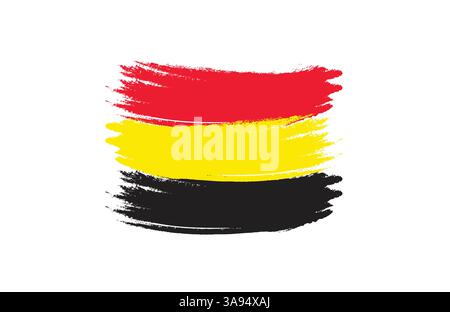 Drapeau de la République fédérale d'Allemagne. Le concept de brash tricolore de l'Allemagne. Illustration horizontale isolée sur fond blanc. Illustration de Vecteur