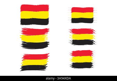 Drapeau de la République fédérale d'Allemagne. Le concept de brash tricolore de l'Allemagne. Illustration horizontale isolée sur fond blanc. Illustration de Vecteur