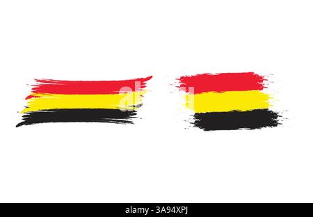 Drapeau de la République fédérale d'Allemagne. Le concept de brash tricolore de l'Allemagne. Illustration horizontale isolée sur fond blanc. Illustration de Vecteur