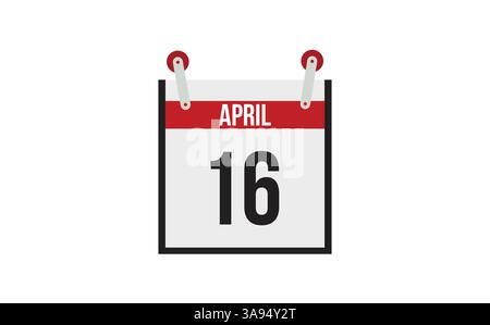 16 avril. Calendrier sur fond blanc. Illustration de Vecteur
