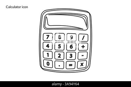 Icône Calculatrice. design de style isolé sur fond blanc. Illustration de Vecteur