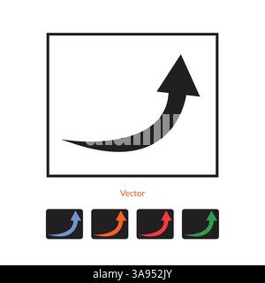 icône flèche noir plat sur fond blanc, Illustration de Vecteur