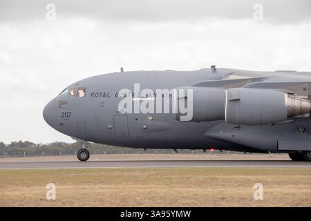 Le C-17 Globemaster III de la Royal Australian Air Force exposé au récent salon aéronautique Avalon / Melbourne Banque D'Images