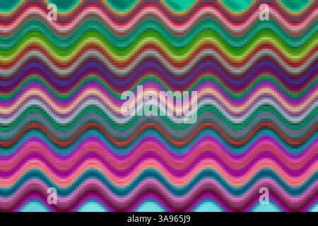 fond coloré abstrait : rayures ondulées multicolores pixellisées Banque D'Images