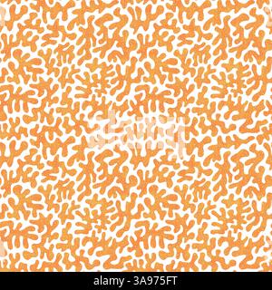 Motif sans couture de corail orange sur fond blanc dans le style vintage. Moderne abstrait marin organique Banque D'Images