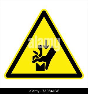 Panneau d'avertissement triangulaire jaune indiquant un risque d'écrasement des mains Illustration de Vecteur