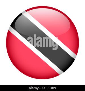 Drapeau de Trinité-et-Tobago, bouton rond icône brillante Illustration de Vecteur