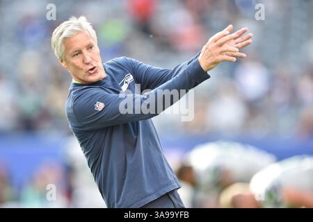 22 octobre 2017 - East Rutherford, New Jersey, U. S - PETE CARROLL, entraîneur-chef des Seahawks de Seattle, est vu avant le match au MetLife Stadium à East Rutherford New Jersey Seattle bat New York 24 à 7 (crédit image : © Brooks von Arx via ZUMA Wire) Banque D'Images