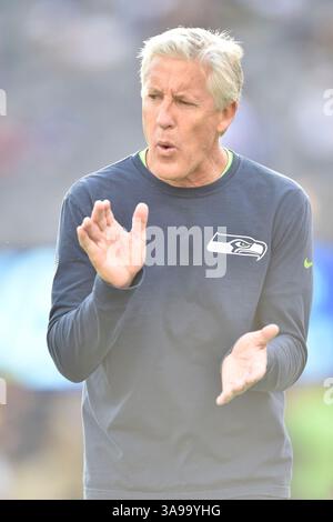 22 octobre 2017 - East Rutherford, New Jersey, U. S - PETE CARROLL, entraîneur-chef des Seahawks de Seattle, est vu avant le match au MetLife Stadium à East Rutherford New Jersey Seattle bat New York 24 à 7 (crédit image : © Brooks von Arx via ZUMA Wire) Banque D'Images