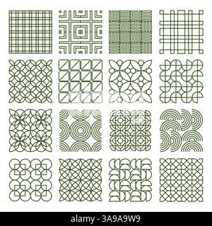 Set, collection de motif de formes géométriques de ligne. Ensemble tendance avec des formes de style différent. Bauhaus, futuriste, memphis. ensemble de formes bauhaus noires Illustration de Vecteur