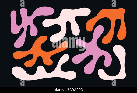 motif de forme organique bleu et orange, ensemble de formes dans un style moderne, fond de modèle sans couture, conception de collection de blobs liquides abstraits vectoriels Illustration de Vecteur