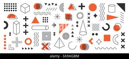 fond de memphis, ensemble de formes géométriques, memphis, bauhaus. Conception abstraite vectorielle moderne avec des éléments memphis Illustration de Vecteur