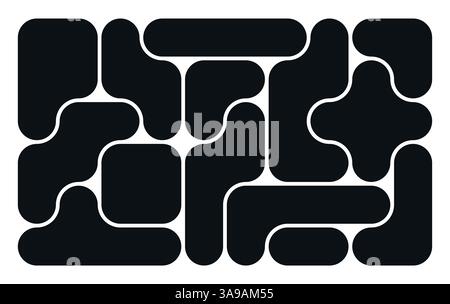 fond avec le liquide noir connecté cercle points.metaballs motif sur blanc. Icône plate de mouvement de point de collection de formes géométriques abstraites Illustration de Vecteur