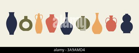 ensemble de vases. collection silhouettes de vase, divers vases abstraits noirs Illustration de Vecteur