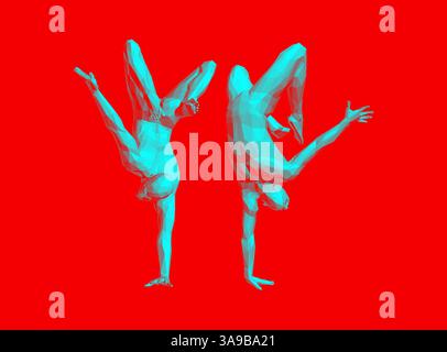 Homme faisant une main de bras. Gymnaste. 3D illustrations vectorielles pour le studio de fitness, les cours de danse, le yoga ou l'aérobic. Illustration de Vecteur