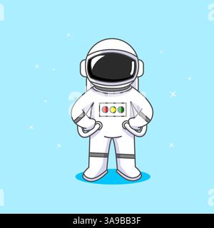 Mignon astronaute debout comme un patron, astronaute Boss Kid, vecteur d'illustration de dessin animé Illustration de Vecteur