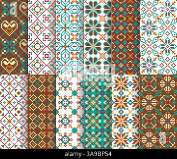 Ensemble de dix motifs sans couture nationaux ethniques Illustration de Vecteur