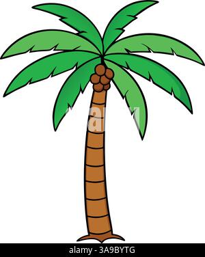 Grand palmier avec illustration vectorielle de noix de coco. Illustration de Vecteur