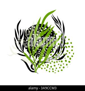 Branches vertes abstraites avec des feuilles . dessin à la main. Pas ai, illustration vectorielle Illustration de Vecteur