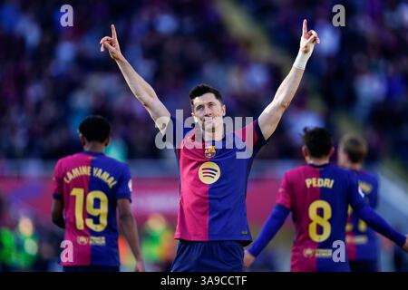 Barcelone, Espagne. 30 mars 2025. Lors du match de la Liga EA Sports entre le FC Barcelone et le Girona FC joue au stade Lluis Companys le 30 mars 2025 à Barcelone, Espagne. (Photo de Sergio Ruiz/Imago) crédit : Presinphoto SPORT AGENCY/Alamy Live News Banque D'Images