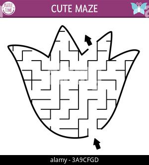 Labyrinthe géométrique en forme de fleur de tulipe pour les enfants. Forêt ou labyrinthe de jardin. Activité imprimable préscolaire. Jeu de jardin de fées de bois pour les enfants. Natu Illustration de Vecteur