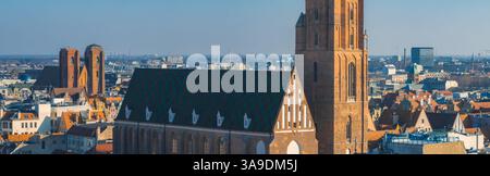 Vue aérienne de Wroclaw, Pologne avec église de style gothique Banque D'Images